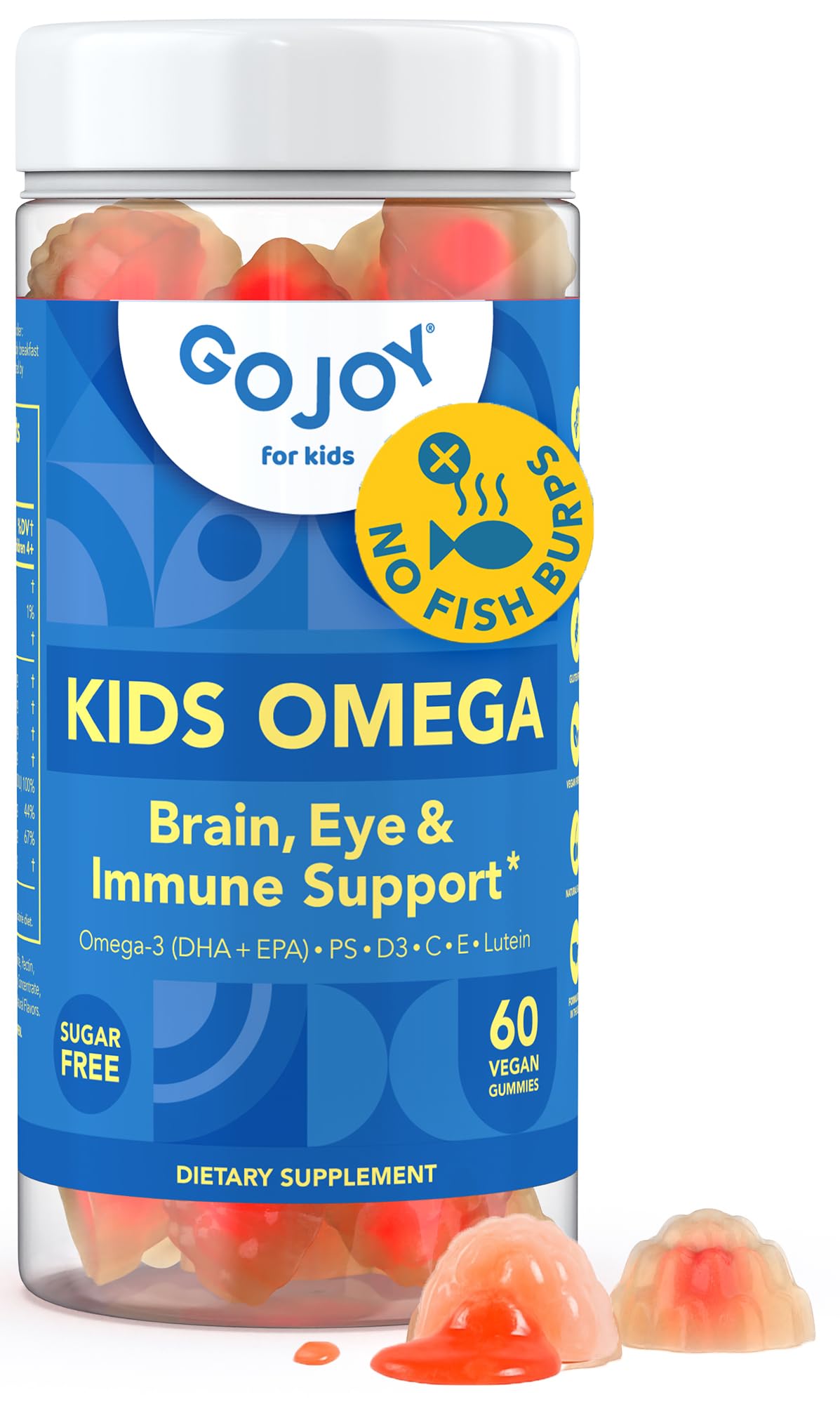 GOJOY Kids Omega-3 DHA Gummies – Plant-Based, Sugar-Free DHA + EPA for Brain & Eye Health (Ages 3+)