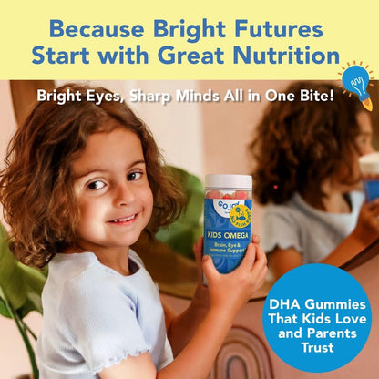 GOJOY Kids Omega-3 DHA Gummies – Plant-Based, Sugar-Free DHA + EPA for Brain & Eye Health (Ages 3+)