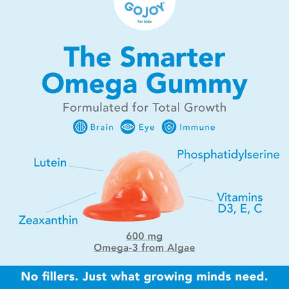 GOJOY Kids Omega-3 DHA Gummies – Plant-Based, Sugar-Free DHA + EPA for Brain & Eye Health (Ages 3+)