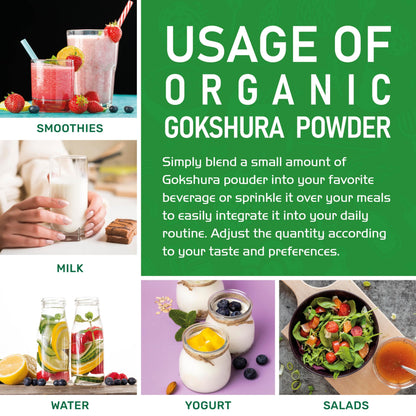 Jiva Organics Gokshura Powder 7oz - Non-GMO, Pure Full Spectrum Tribulus, Indian Origin