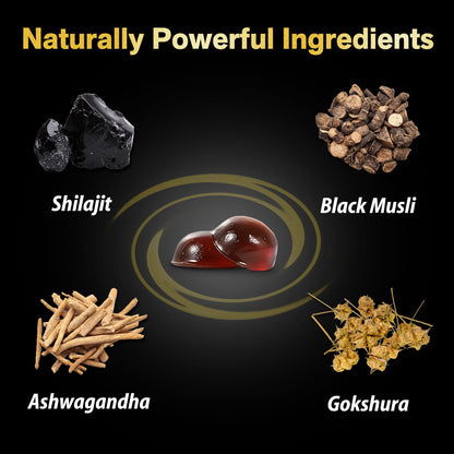 Pure Himalayan Shilajit Gummies Gold – Lab Tested, Ashwagandha & Gokshura