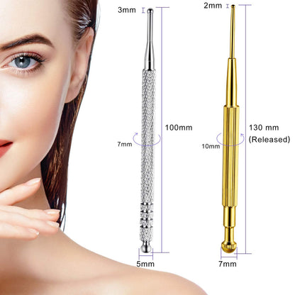 2 Pieces Facial Reflexology Massage Tool – Retractable Acupuncture Pen & Stainless Steel Probes