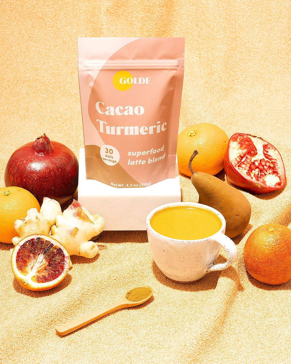 GOLDE Cacao Turmeric Superfood Latte Blend – Plant Based, Keto, Sugar-Free