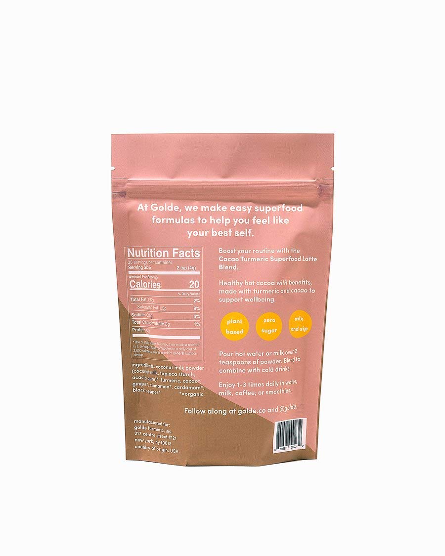 GOLDE Cacao Turmeric Superfood Latte Blend – Plant Based, Keto, Sugar-Free
