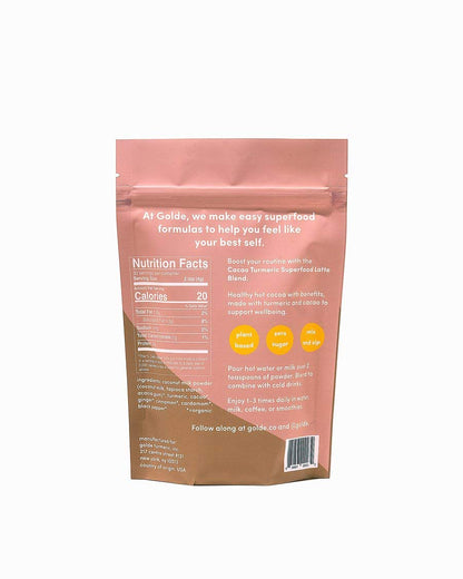 GOLDE Cacao Turmeric Superfood Latte Blend – Plant Based, Keto, Sugar-Free
