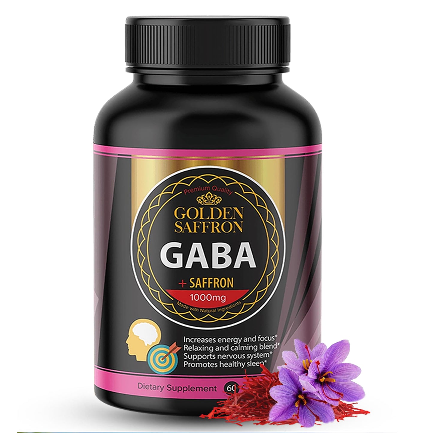 GOLDEN SAFFRON GABA + Saffron Extract Supplement – Relaxation, Sleep & Mood Support – Non-GMO, Made in USA