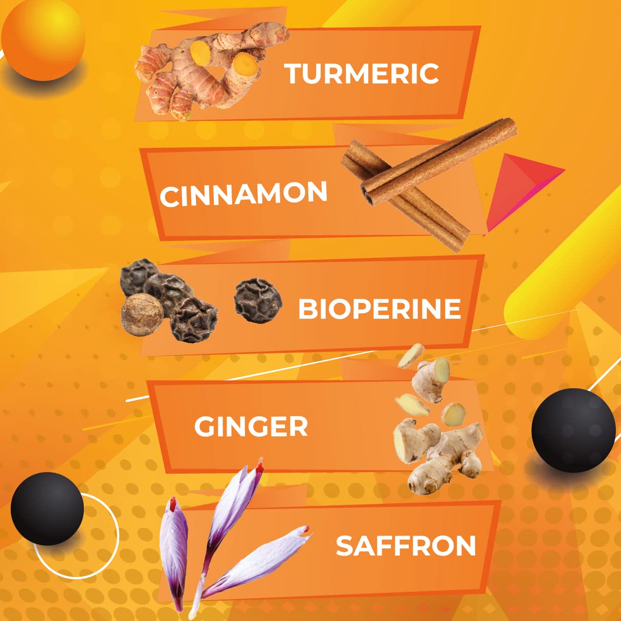 Golden Saffron Turmeric Curcumin with BioPerine – Made in USA