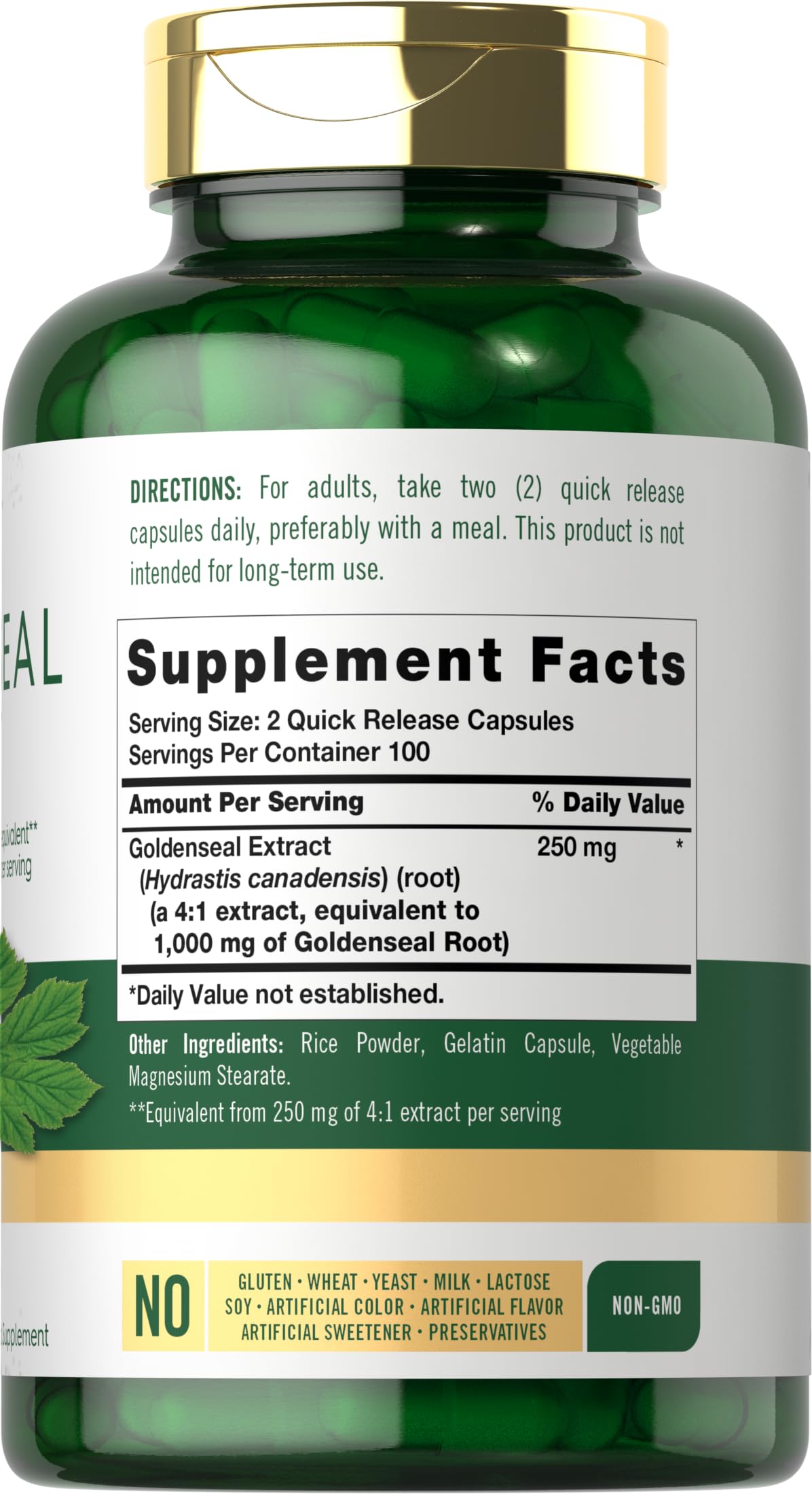 Carlyle Goldenseal Root Capsules 1000mg - 200 Count | Non-GMO & Gluten Free | Traditional Herb Supplement