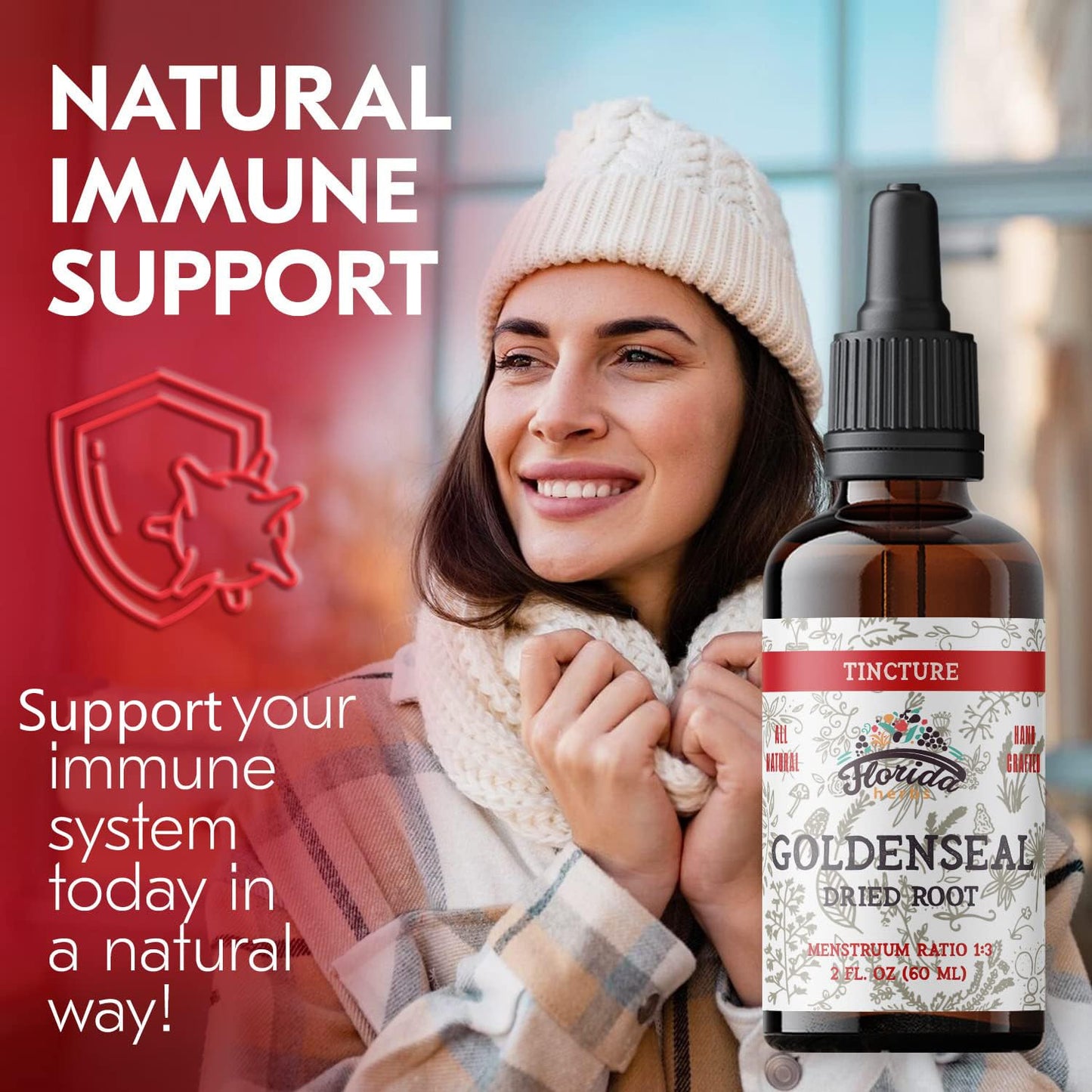 Goldenseal Tincture 2 oz – Organic Herbal Extract | Alcohol Free | Vegan Drops – Made in USA