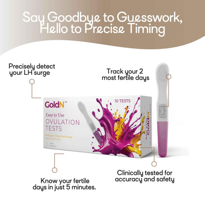 GoldN™ Easy-to-Use Ovulation Test Predictor Kit – 10 Count | 5-Minute Midstream LH Surge TTC