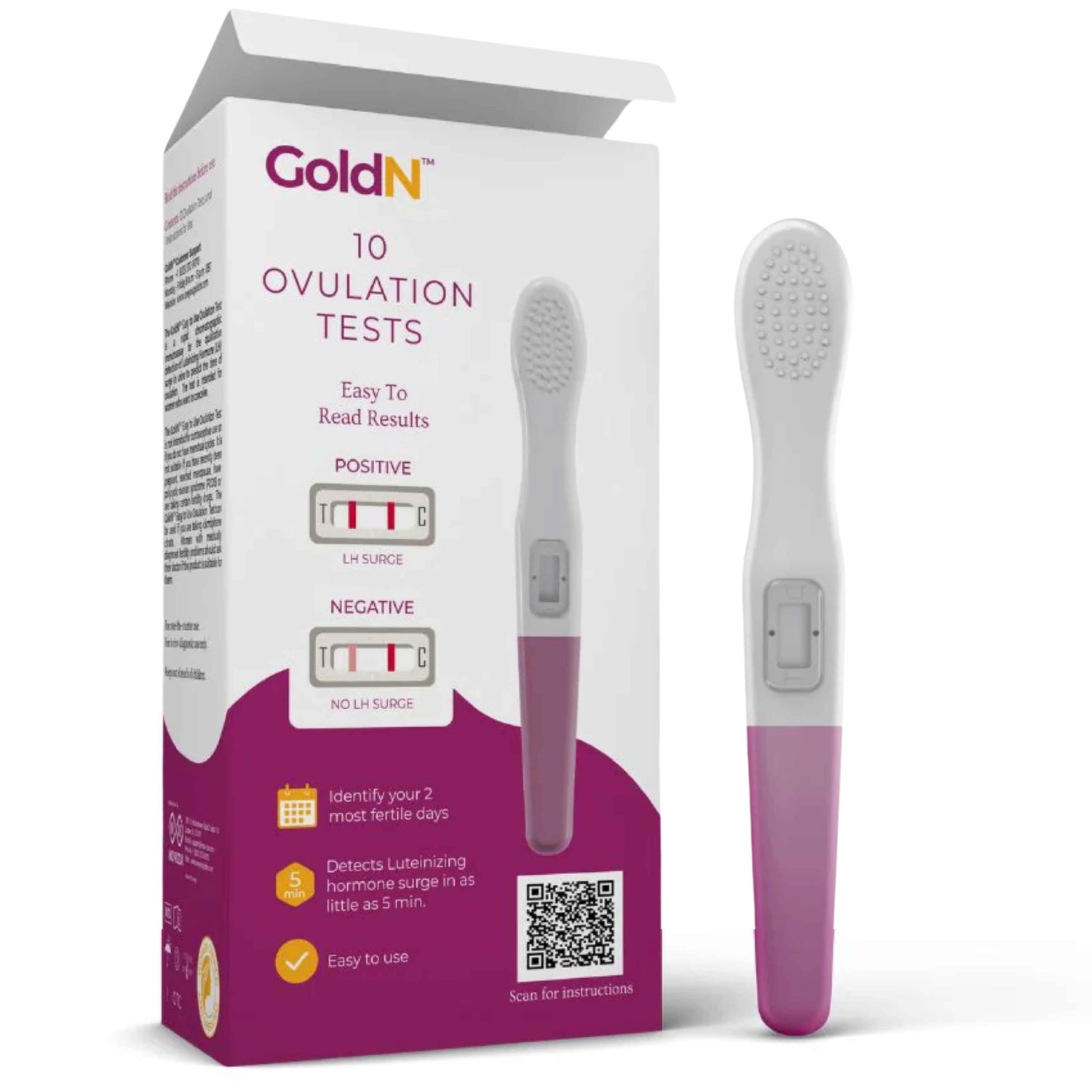 GoldN™ Easy-to-Use Ovulation Test Predictor Kit – 10 Count | 5-Minute Midstream LH Surge TTC