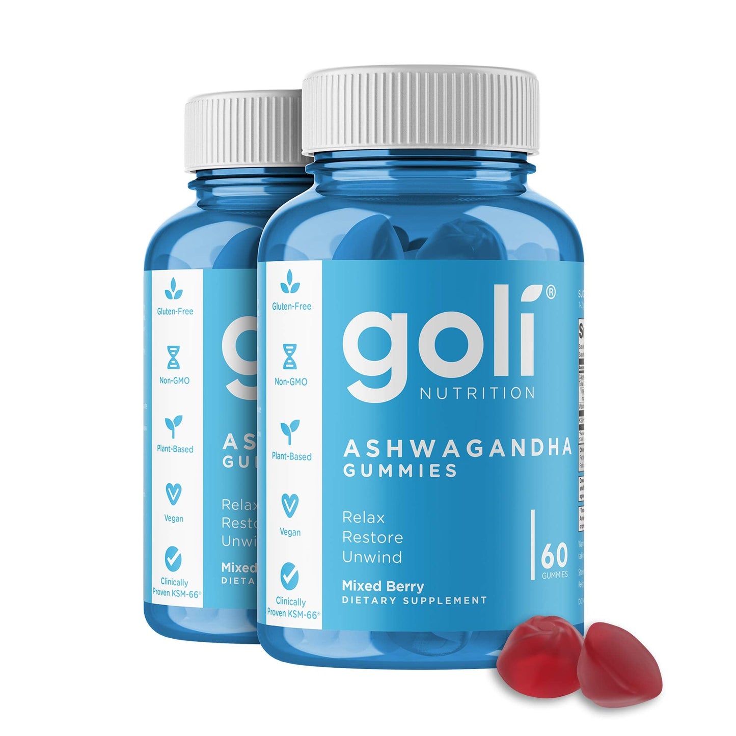Goli Ashwagandha & Vitamin D Gummies – 120 Count (Pack of 2) | Vegan