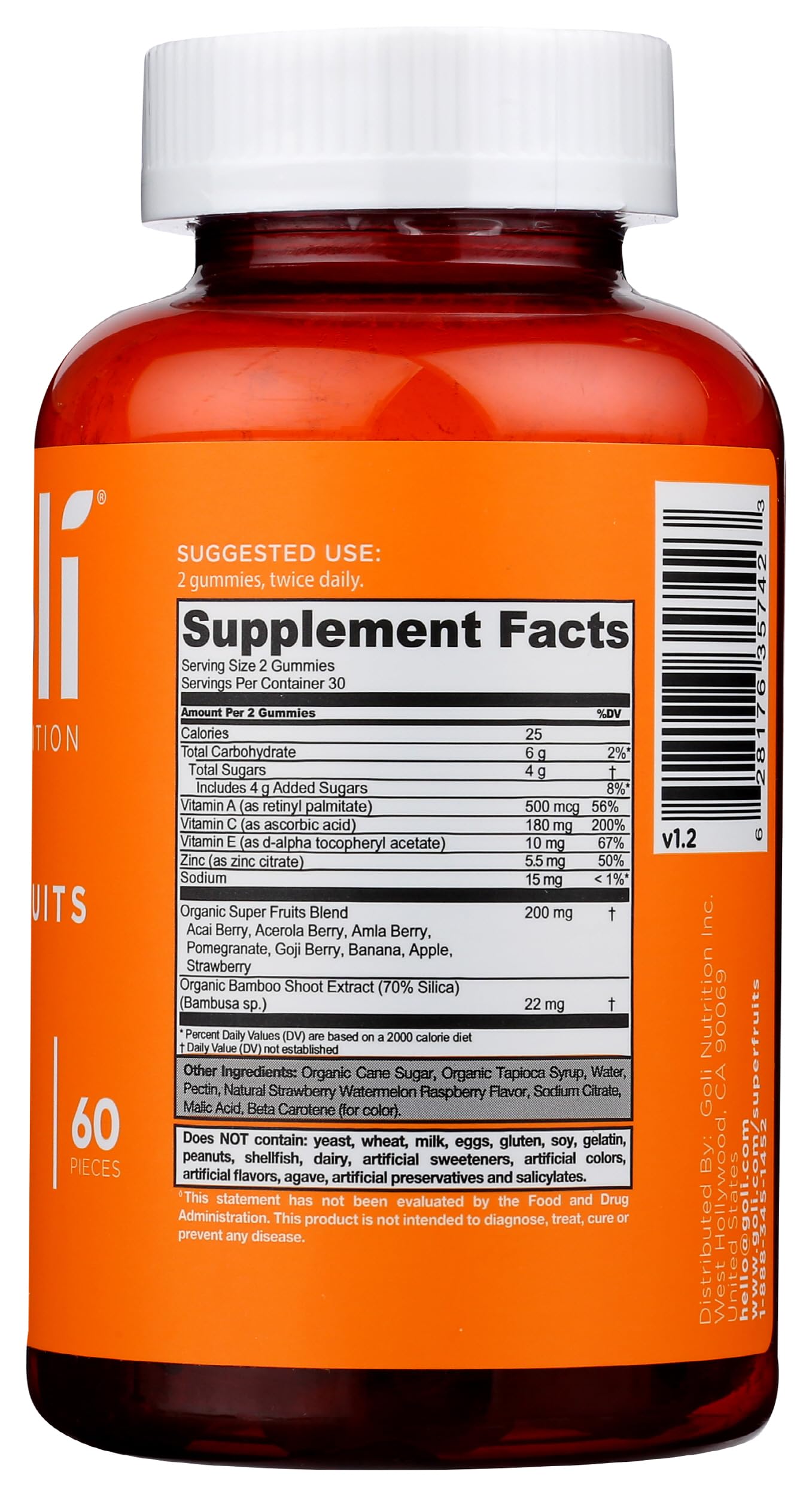 Goli Nutrition Mixed Fruit Superfruits Gummies – 60 CT