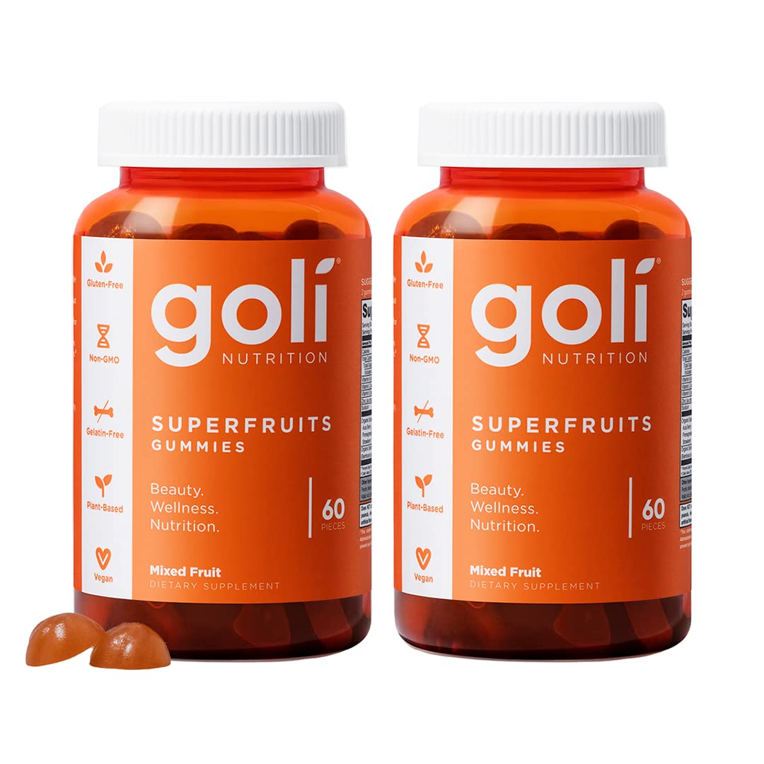 Goli Superfruits Beauty Gummies – 120 Count, Vegan, Non-GMO, Gluten & Gelatin Free, Collagen-Promoting
