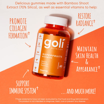 Goli SuperFruits Beauty Gummy Vitamin – 60 Count – Vegan, Plant-Based, Non-GMO, Gluten-Free & Gelatin-Free