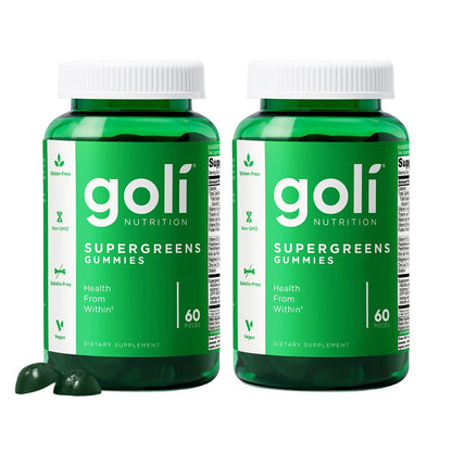 Goli SuperGreens Vitamin Gummy – 120 Count, Pack of 2 | Plant-Based, Vegan, Gluten-Free, Gelatin-Free