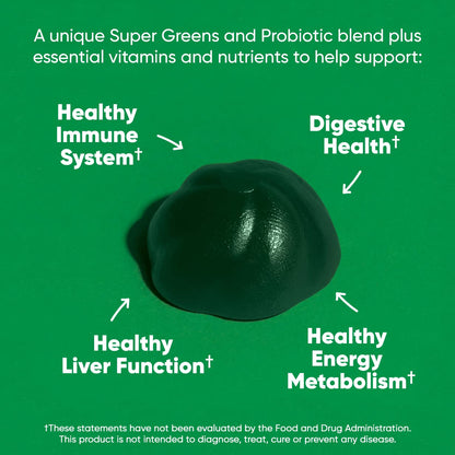 Goli SuperGreens Vitamin Gummy – 120 Count, Pack of 2 | Plant-Based, Vegan, Gluten-Free, Gelatin-Free