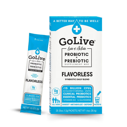GoLive Synbiotic Powder: Prebiotic & Probiotic for Gut Health (15-50B CFUs)