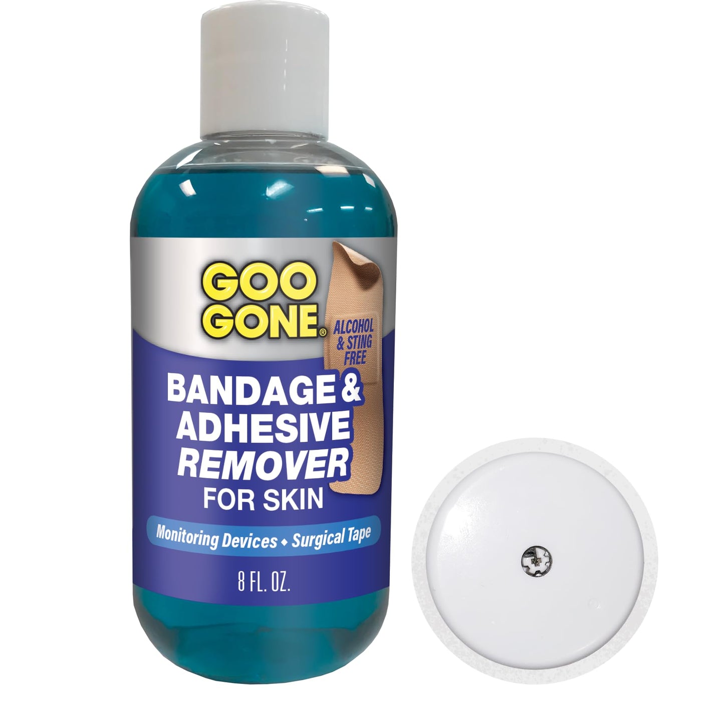 Goo Gone Skin Adhesive Remover - Safe, Pain-Free Removal for CGMs, KT Tape & Medical Adhesives (8 oz)