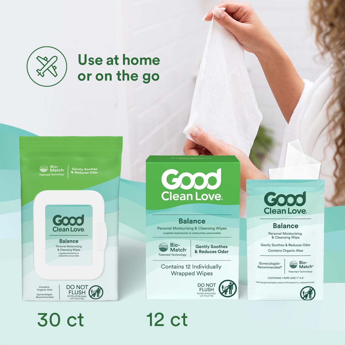 Good Clean Love Balance pH-Balanced Feminine Wipes — Gentle Aloe Moisturizing, 60 Count
