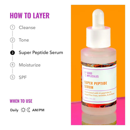 Good Molecules Super Peptide Serum Pack 2 – Lightweight, Water-Based Serum with Peptides & Copper Tripeptides | 2 × 30 ml British Harmonia | Natural Makeup & Fragrance by British Harmonia UK