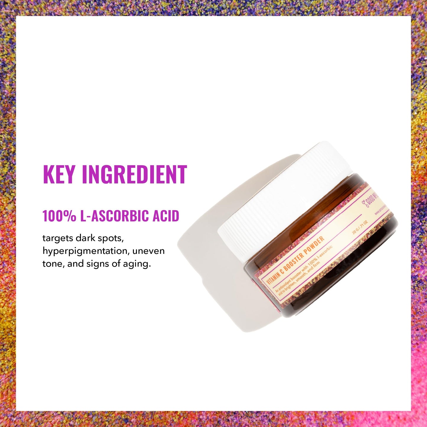 Good Molecules Vitamin C Booster Powder – 100% L-Ascorbic Acid, Collagen & Brightening (20g)