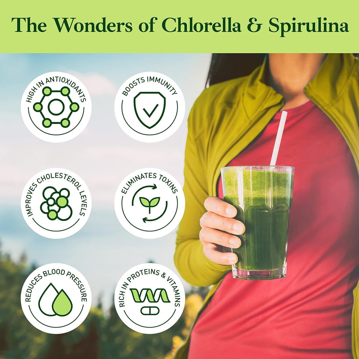 Good Natured Organic Spirulina & Chlorella 50/50 Powder – 3 Month Supply | Vegan & Non-GMO