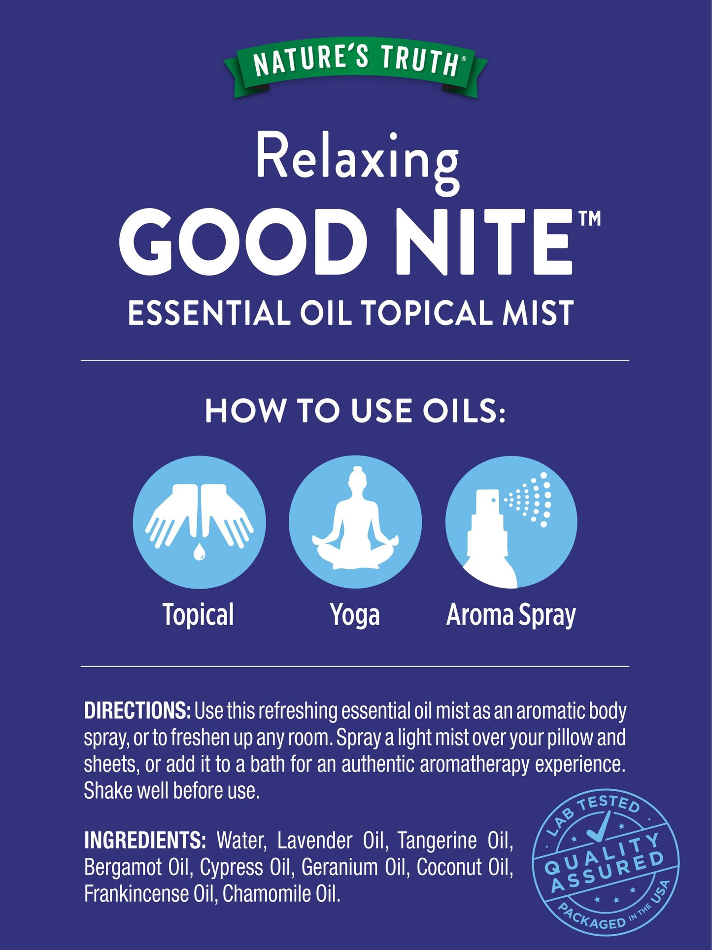 Nature's Truth Good Nite Essential Oil Mist - 2.4 fl oz | Calming Topical Spray