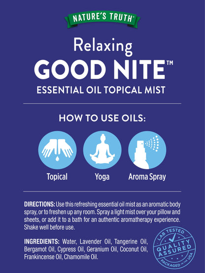 Nature's Truth Good Nite Essential Oil Mist - 2.4 fl oz | Calming Topical Spray