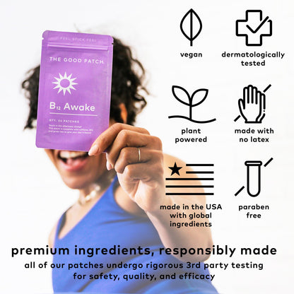 The Good Patch B12 Awake Patch – Natural Caffeine Patch with B12 & Green Tea Extract (8 Patches)