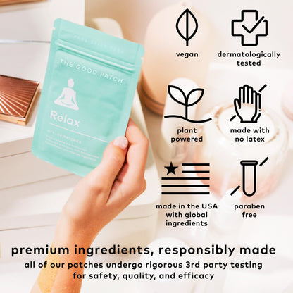 The Good Patch Relax Patches – Unwind & Decompress with Ashwagandha, Ginger Root (16 Patches)