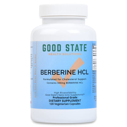 Good State Berberine HCL 500mg Nano Ionic Dietary Supplement Capsules for Cholesterol & Glucose Support, 120 Count