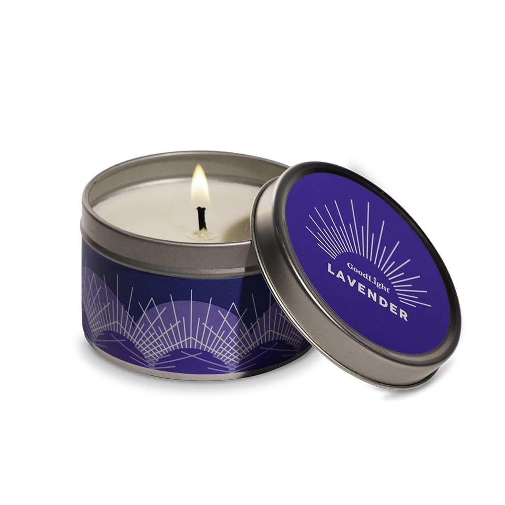 GoodLight Paraffin-Free Lavender Essential Oil Travel Candle | Clean Burning Non-Toxic Tin, 6oz
