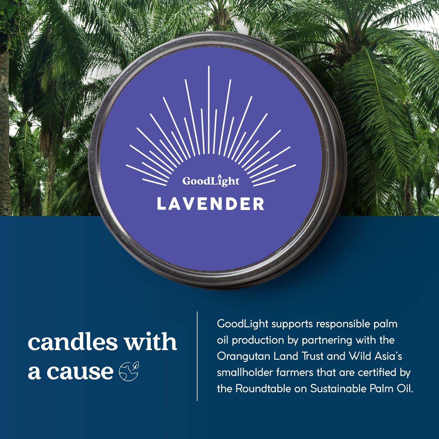 GoodLight Paraffin-Free Lavender Essential Oil Travel Candle | Clean Burning Non-Toxic Tin, 6oz