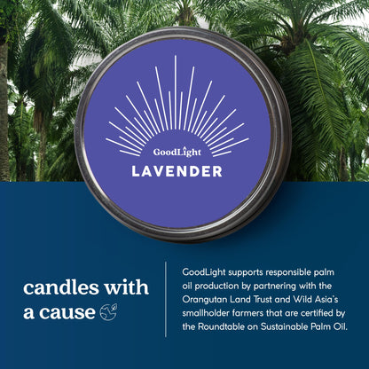 GoodLight Paraffin-Free Lavender Essential Oil Travel Candle | Clean Burning Non-Toxic Tin, 6oz