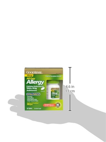 GoodSense Allergy Relief Cetirizine 10 mg – 24-Hour Indoor/Outdoor Relief, 30 Count