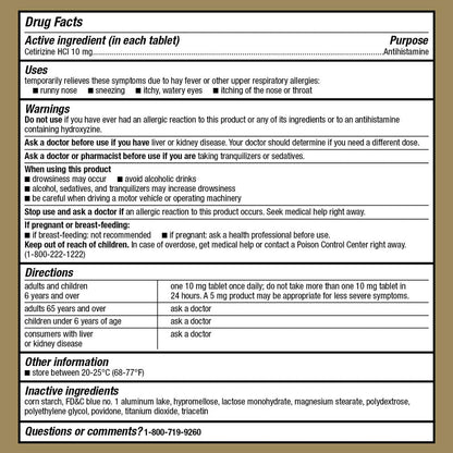 GoodSense Allergy Relief Cetirizine 10 mg – 24-Hour Indoor/Outdoor Relief, 30 Count
