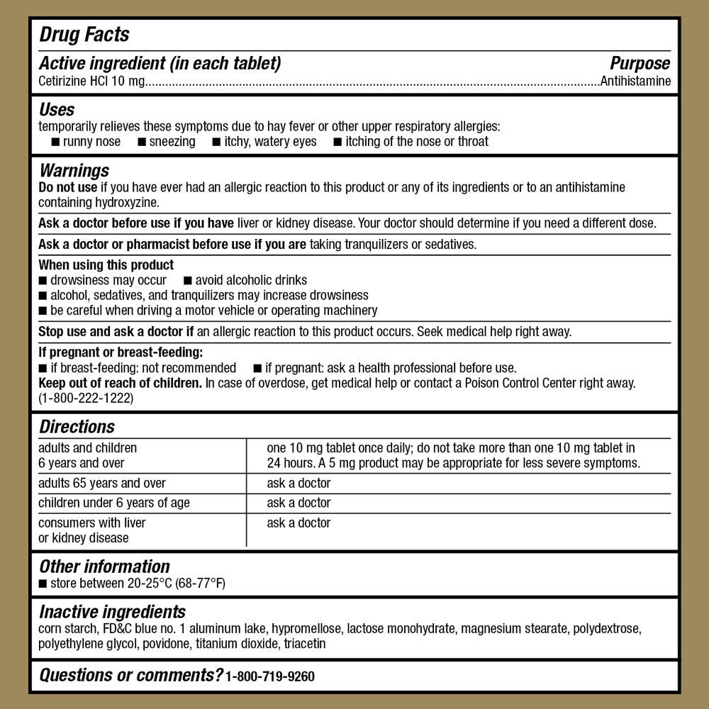 GoodSense Allergy Relief Cetirizine 10 mg – 24-Hour Indoor/Outdoor Relief, 30 Count