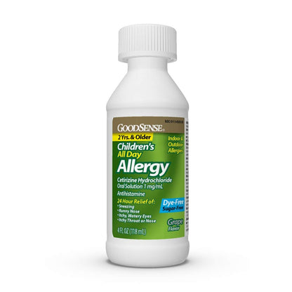 GoodSense Children's All Day Allergy Syrup – Cetirizine 1 mg/mL, Grape Flavor, 4 Fl Oz