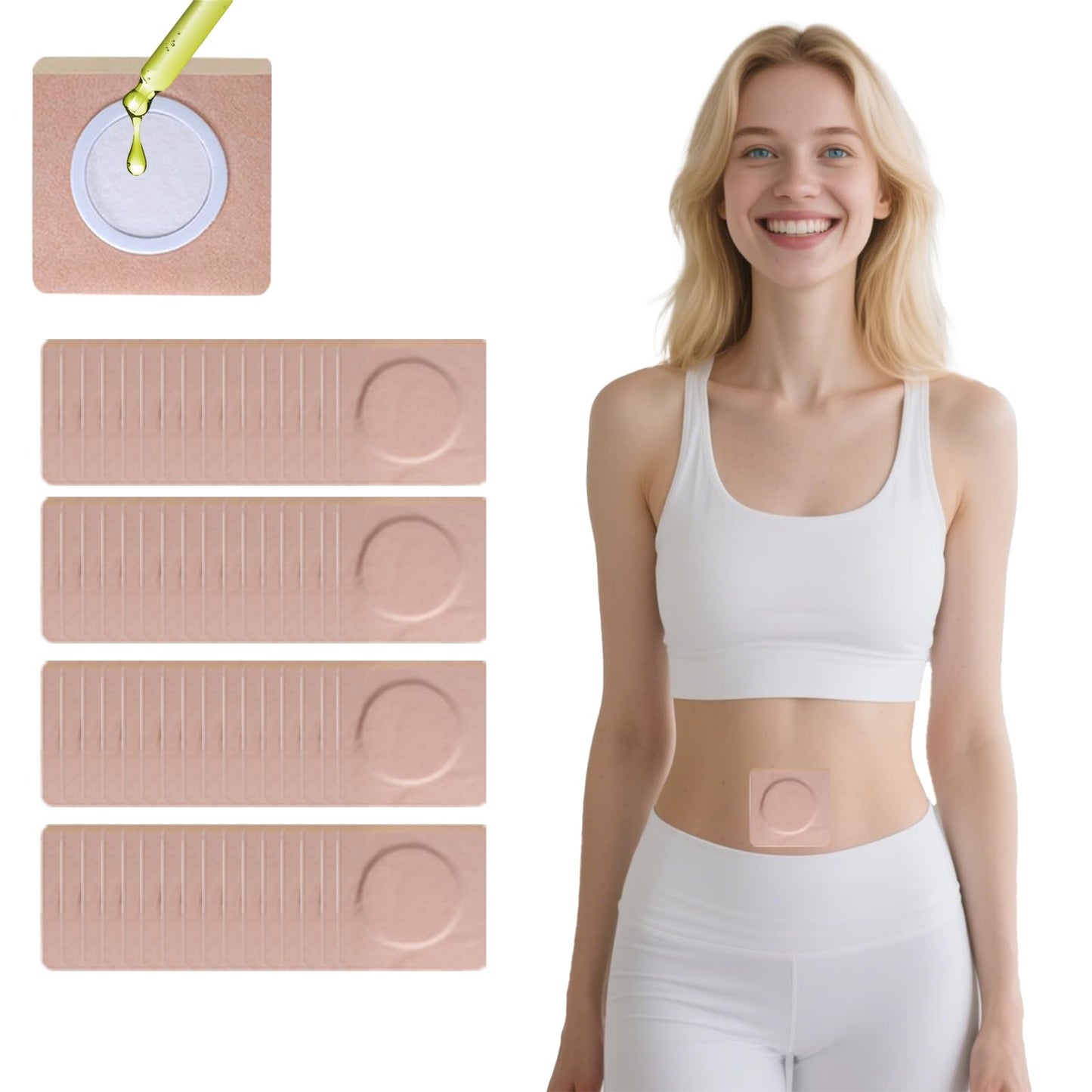 GOOPRAD 120PCS Disposable Castor Oil Belly Button Patch – Oil-Free, Self-Adhesive Organic Cotton Wrap