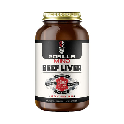 Gorilla Mind Grass-Fed Argentinian Beef Liver - Freeze-Dried Multivitamin Capsules (1 Oz)