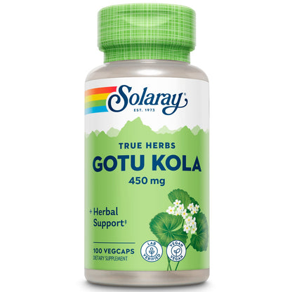SOLARAY Gotu Kola 450mg – Centella Asiatica Herbal Supplement – Vegan, Non-GMO, Lab Verified, 100 Servings