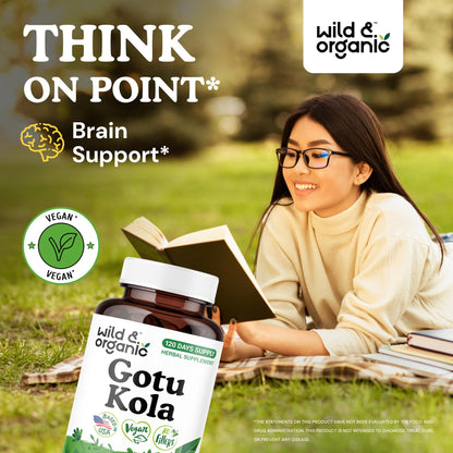 Wild & Organic Gotu Kola Capsules 600 mg – Brain & Focus Support | 120-Count, Vegan, Non-GMO