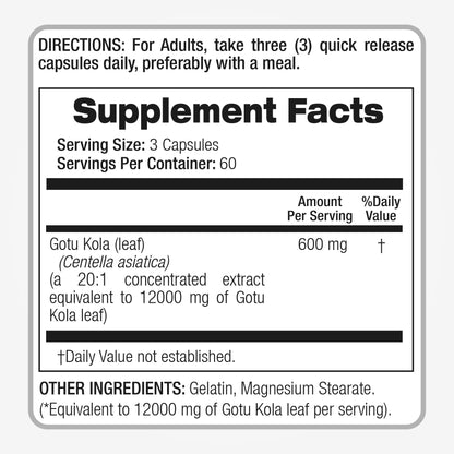 FITO MEDIC'S Lab Gotu Kola (Centella Asiatica) - 180 Capsules | Ultra High Absorption