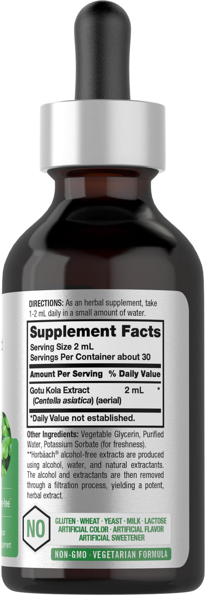 Gotu Kola Extract 2 fl oz Alcohol-Free Liquid Supplement | Horbaach
