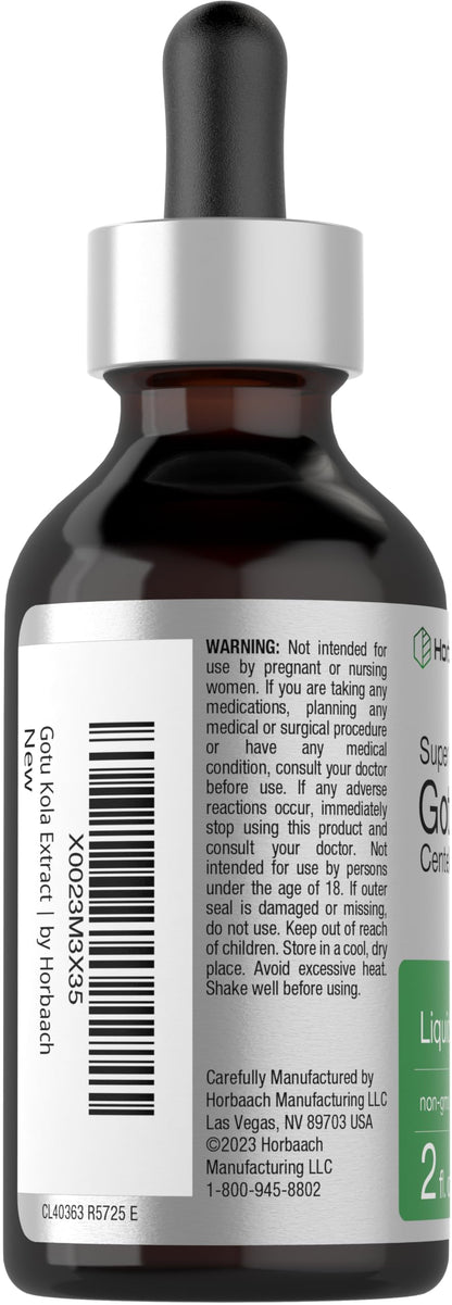 Gotu Kola Extract 2 fl oz Alcohol-Free Liquid Supplement | Horbaach