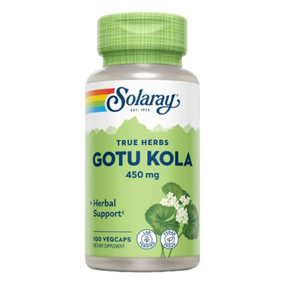 SOLARAY Gotu Kola 450mg – Centella Asiatica Herbal Supplement – Vegan, Non-GMO, Lab Verified, 100 Servings