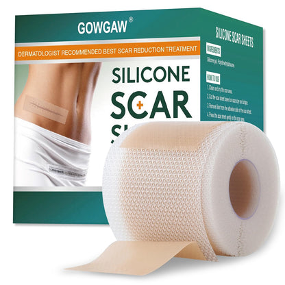 Gowgaw Medical Grade Silicone Scar Sheets | Reusable Scar Tape (1.6” x 60” / 1.5M) for Surgical, C-Section, Burns & Acne