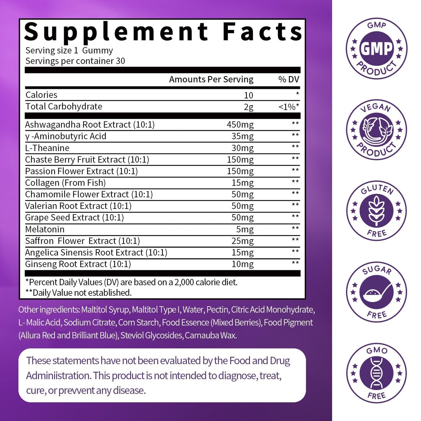GPGP GreenPeople Women's Melatonin Gummies 5mg – Sleep Aid with Ashwagandha, L-Theanine & Collagen