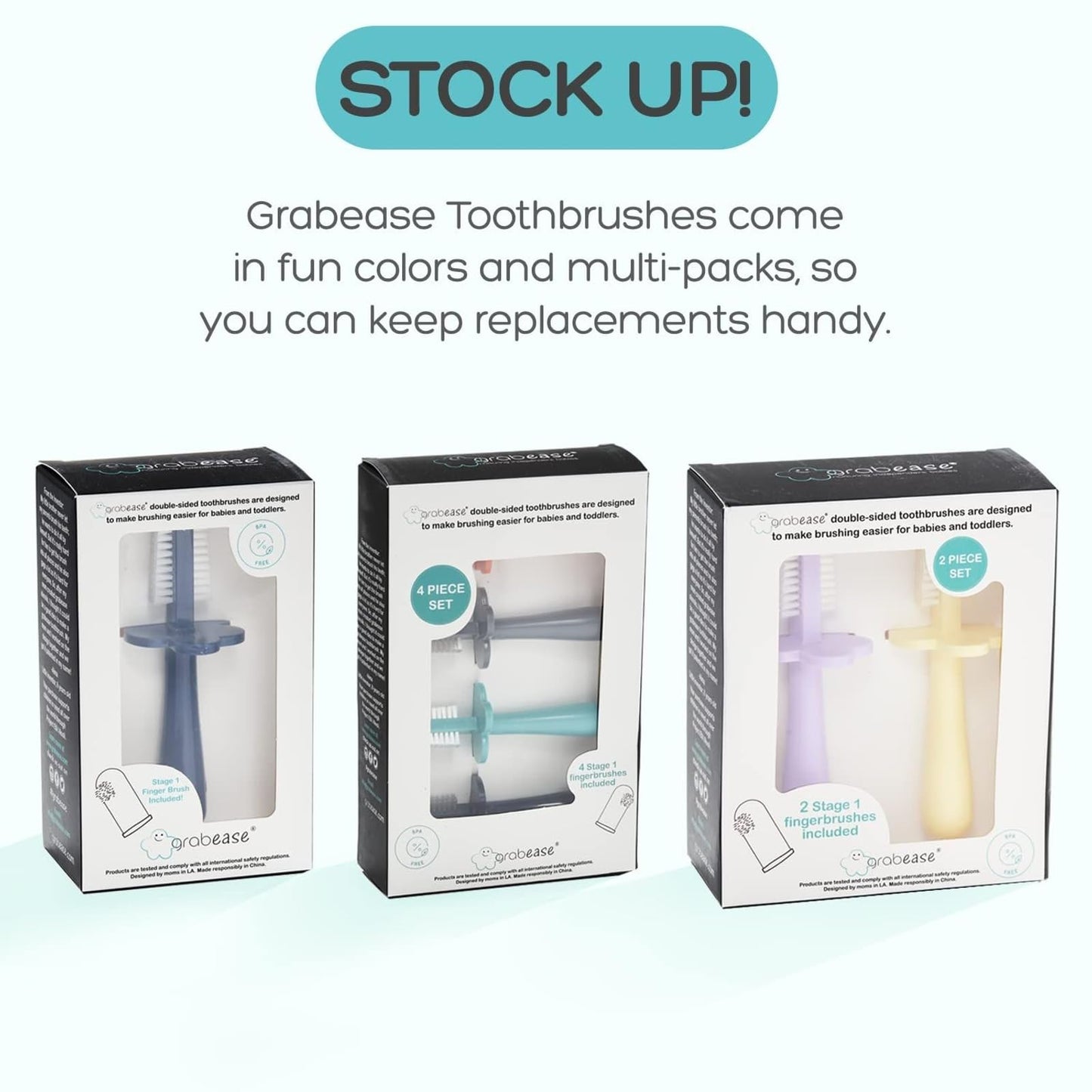Grabease Double-Sided Finger Toothbrush for Toddlers (Blush) | 12m+ | Recyclable Silicone